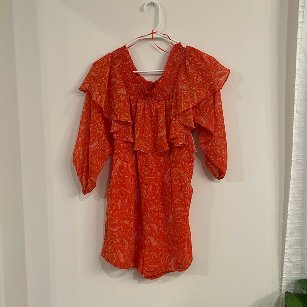 1 State, romper with off the shoulder top and pockets